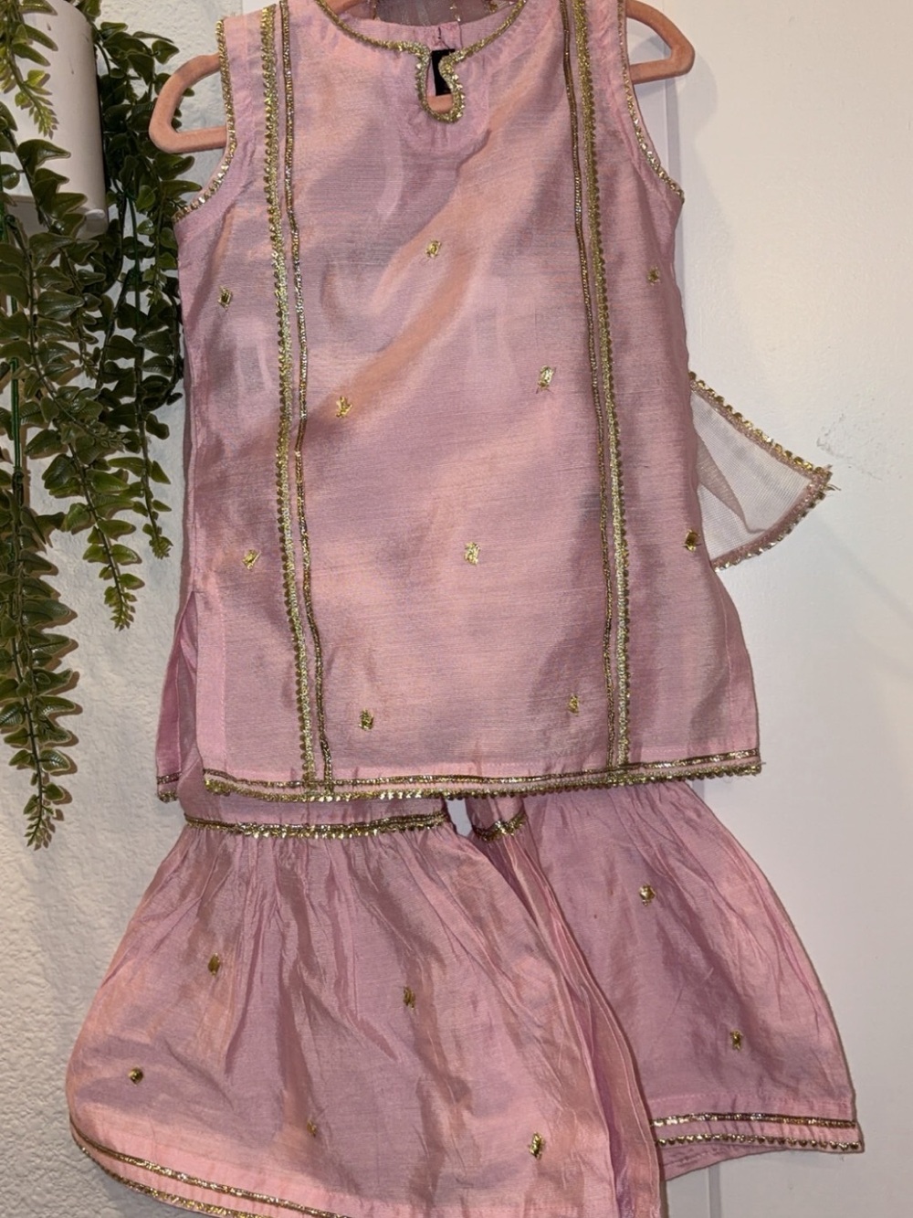 Girls' Pink Embroidered Matching Set infant traditional wear party wedding wear